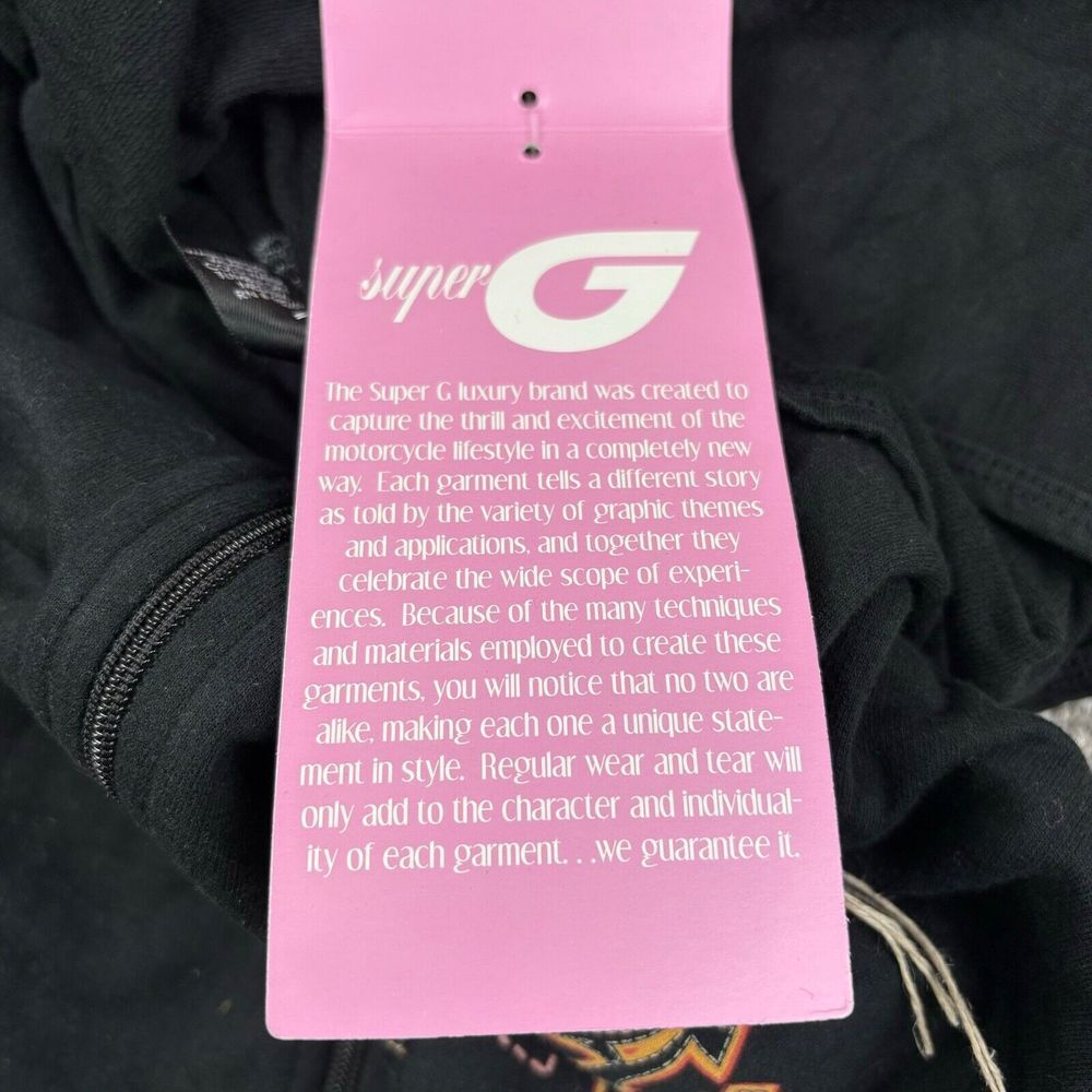 NWT Vintage Y2K Super G Hoodie Womens S Black Ready Action Hein Gericke Grunge - Picture 9 of 13